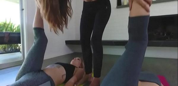  Yoga teacher make out with Nina and Arya on yoga matt